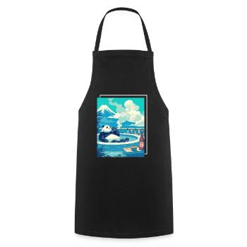 Panda Bear Onsen Japanese Giant Panda - Cooking Apron - black - Front - AI Model Male 185 dark (185cm)