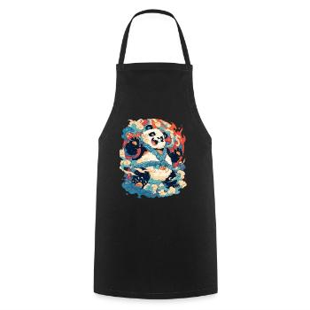 Pandabär Yokai Japanischer Riesenpanda - Kochschürze - Schwarz - Vorne - AI Model Male 185 dark (185cm)
