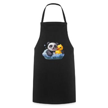 Panda Bear Bubble Bath Japanese Giant Panda - Cooking Apron - black - Front - AI Model Male 185 dark (185cm)