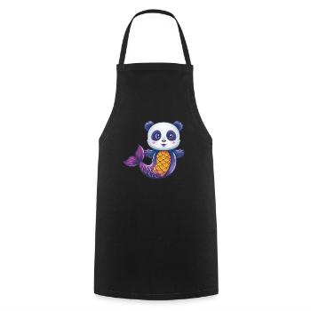 Panda Ours Sirène Panda géant japonais - Tablier de cuisine - noir - Devant - AI Model Male 185 dark (185cm)