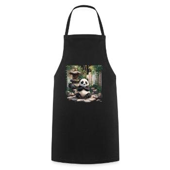 Panda Bear Zen Japanese Giant Panda - Cooking Apron - black - Front - AI Model Male 185 dark (185cm)