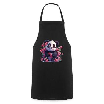 Panda Bear, Cherry Blossoms, Japanese Giant Panda - Cooking Apron - black - Front - AI Model Male 185 dark (185cm)