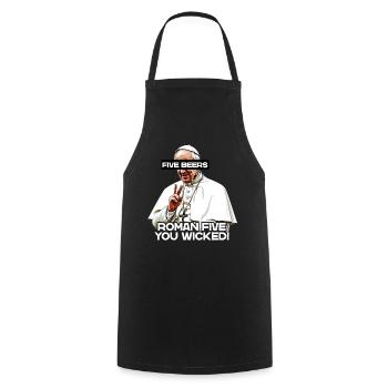L’amateur de bière Pope commande cinq bières avec humour - Tablier de cuisine - noir - Devant - AI Model Male 185 dark (185cm)