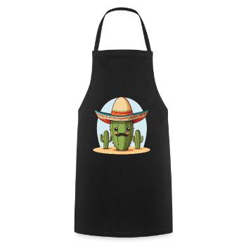 Cactus Fiesta Drôle De Vacances Mexicaines - Tablier de cuisine - noir - Devant - AI Model Male 185 dark (185cm)