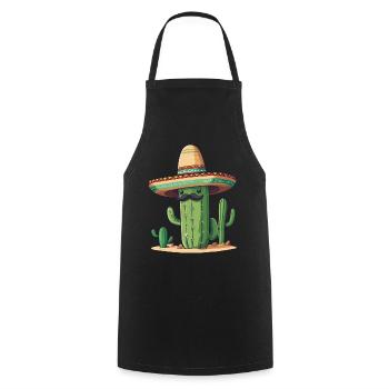 Cactus Fiesta Drôle De Vacances Mexicaines - Tablier de cuisine - noir - Devant - AI Model Male 185 dark (185cm)