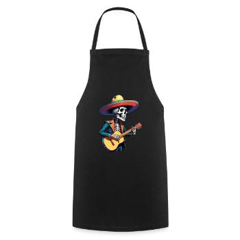 Mexican Mariachi Skeleton Guitarist Fiesta - Cooking Apron - black - Front - AI Model Male 185 dark (185cm)