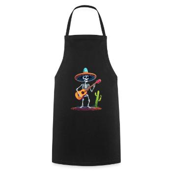 Mexican Mariachi Skeleton Guitarist Fiesta - Cooking Apron - black - Front - AI Model Male 185 dark (185cm)