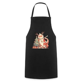 Dragon Christmas Dragon Kids - Cooking Apron - black - Front - AI Model Male 185 dark (185cm)