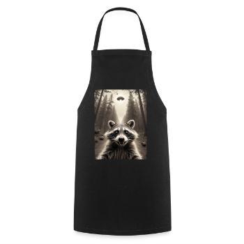 Funny Raccoon Selfie Alien Spaceship - Cooking Apron - black - Front - AI Model Male 185 dark (185cm)