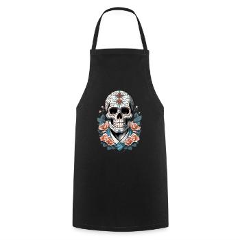 Fête mexicaine emblématique de Sugar Skull - Tablier de cuisine - noir - Devant - AI Model Male 185 dark (185cm)