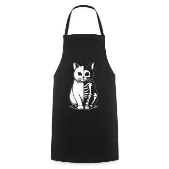 Katze Skelett Halloween - Kochschürze - Schwarz - Vorne - AI Model Male 185 dark (185cm)