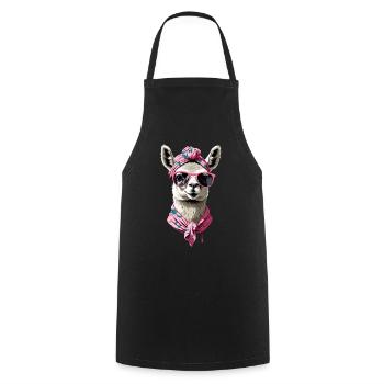 Lama aimant maman drôle maman Design - Tablier de cuisine - noir - Devant - AI Model Male 185 dark (185cm)