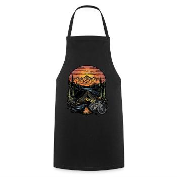 Bicycle Camping Camping Mountains Nature Excursion - Cooking Apron - black - Front - AI Model Male 185 dark (185cm)