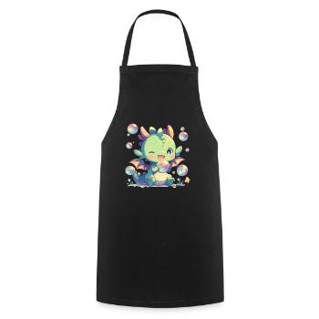 Dragon Bubbles Kawaii Dragon Enfants - Tablier de cuisine - noir - Devant - AI Model Male 185 dark (185cm)