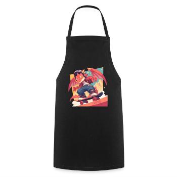 Dragon Skater Kawaii Dragon Kids - Cooking Apron - black - Front - AI Model Male 185 dark (185cm)