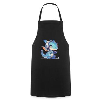Dragon Gamer Kawaii Gaming Dragon - Cooking Apron - black - Front - AI Model Male 185 dark (185cm)