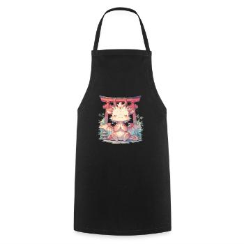 Dragon Zen Japanese Kawaii Dragon - Cooking Apron - black - Front - AI Model Male 185 dark (185cm)