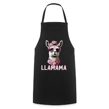 LLamama Llama Loving Mom Funny Design - Cooking Apron - black - Front - AI Model Male 185 dark (185cm)