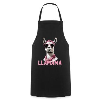 Funny Llama Loving Mom Design - Cooking Apron - black - Front - AI Model Male 185 dark (185cm)