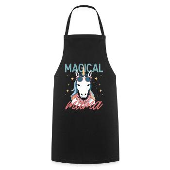 Maman magique Licorne aimant femme élégante - Tablier de cuisine - noir - Devant - AI Model Male 185 dark (185cm)