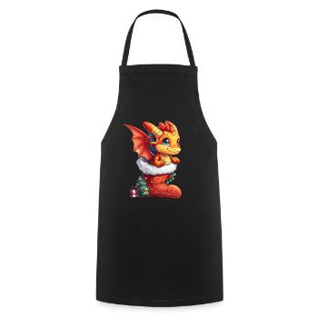 Dragon Christmas Dragon Kids - Cooking Apron - black - Front - AI Model Male 185 dark (185cm)
