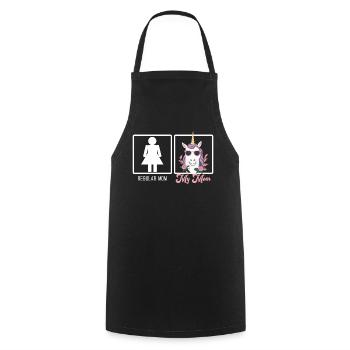 Drôle Maman Comparaison Licorne Maman Design - Tablier de cuisine - noir - Devant - AI Model Male 185 dark (185cm)