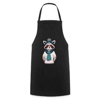 Maman raton laveur amant raton laveur fête des mères - Tablier de cuisine - noir - Devant - AI Model Male 185 dark (185cm)