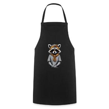 Maman raton laveur amant raton laveur fête des mères - Tablier de cuisine - noir - Devant - AI Model Male 185 dark (185cm)
