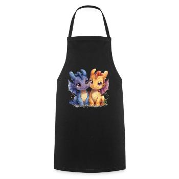 Dragon Mignon Kawaii Dragon Enfants - Tablier de cuisine - noir - Devant - AI Model Male 185 dark (185cm)