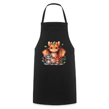 Dragon Family Kawaii Dragon - Cooking Apron - black - Front - AI Model Male 185 dark (185cm)