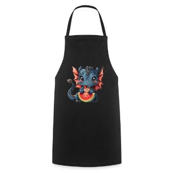 Dragon Pastèque Kawaii Dragon Enfants - Tablier de cuisine - noir - Devant - AI Model Male 185 dark (185cm)