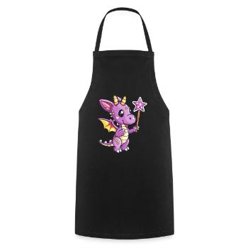 Dragon Fée Kawaii Dragon Enfants - Tablier de cuisine - noir - Devant - AI Model Male 185 dark (185cm)
