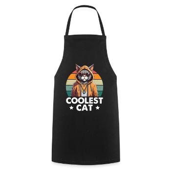 Coolest Cat - Cooking Apron - black - Front - AI Model Male 185 dark (185cm)