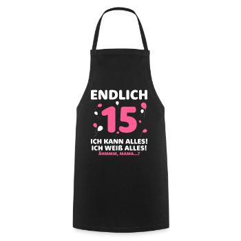 Endlich 15 Ich Kann Alles Ich Weiß Alles - Kochschürze - Schwarz - Vorne - AI Model Male 185 dark (185cm)