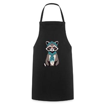 Maman raton laveur Raton laveur amant pour la fête des mères - Tablier de cuisine - noir - Devant - AI Model Male 185 dark (185cm)