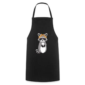Mama Raccoon Raccoon Amoureux du raton laveur - Tablier de cuisine - noir - Devant - AI Model Male 185 dark (185cm)