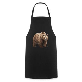 Grizzly Bear Brown Bear - Cooking Apron - black - Front - AI Model Male 185 dark (185cm)