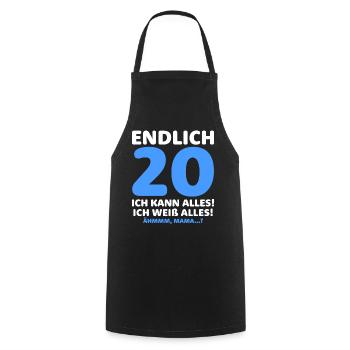 Finally 20 I can do everything I know everything - Cooking Apron - black - Front - AI Model Male 185 dark (185cm)