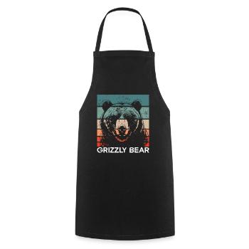 Grizzli Ours brun - Tablier de cuisine - noir - Devant - AI Model Male 185 dark (185cm)