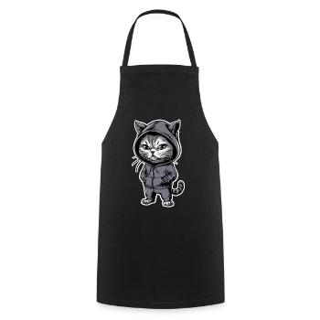 Angry Angry Cat - Cooking Apron - black - Front - AI Model Male 185 dark (185cm)