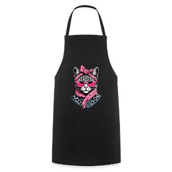 Cute Cat Mom Cat Lover Mom Style - Cooking Apron - black - Front - AI Model Male 185 dark (185cm)