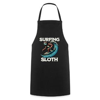 Surfing Sloth - Kochschürze - Schwarz - Vorne - AI Model Male 185 dark (185cm)