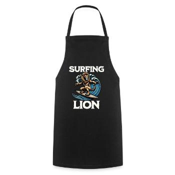 Surfing Lion - Cooking Apron - black - Front - AI Model Male 185 dark (185cm)