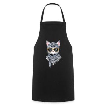 Cute Cat Mom Cat Lover Stylish - Cooking Apron - black - Front - AI Model Male 185 dark (185cm)