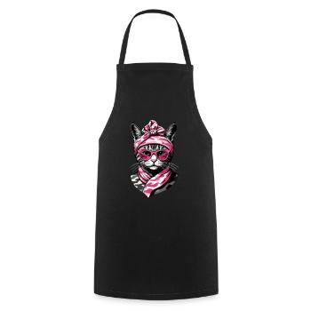 Cute Cat Mom Cat Lover Mom Style - Cooking Apron - black - Front - AI Model Male 185 dark (185cm)