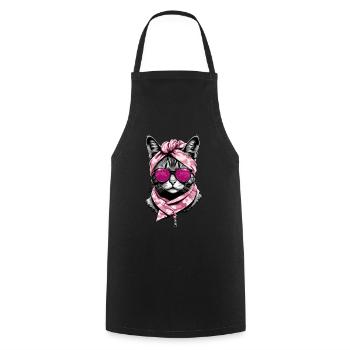 Cute Cat Mom Cat Lover Stylish - Cooking Apron - black - Front - AI Model Male 185 dark (185cm)