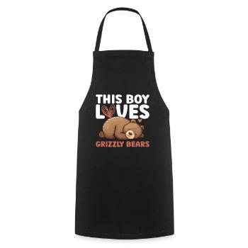 Grizzly Bear Garçon Enfants Ours Brun - Tablier de cuisine - noir - Devant - AI Model Male 185 dark (185cm)