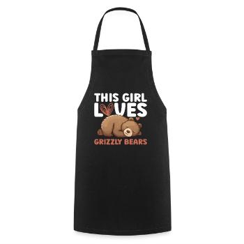 Grizzly Bear Fille Enfants Ours Brun - Tablier de cuisine - noir - Devant - AI Model Male 185 dark (185cm)