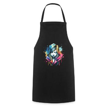 fille qui aime l’origami - Tablier de cuisine - noir - Devant - AI Model Male 185 dark (185cm)