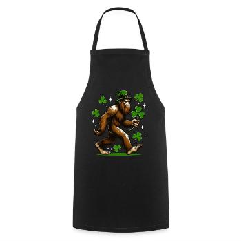 Bigfoot avec trèfle - Tablier de cuisine - noir - Devant - AI Model Male 185 dark (185cm)
